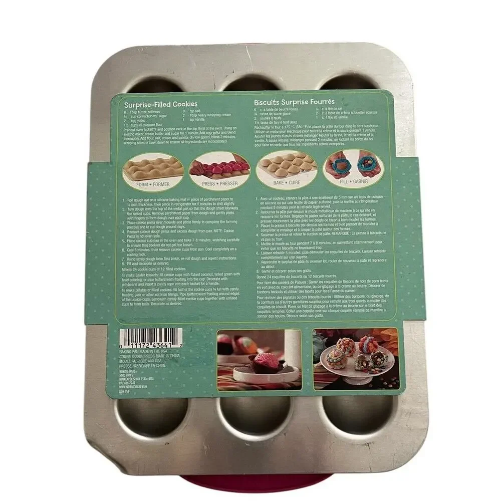 NEW Nordic Ware Cookie Cups Pan 2 Piece Pink Molds Metal Pan Baking Cooking FLAW